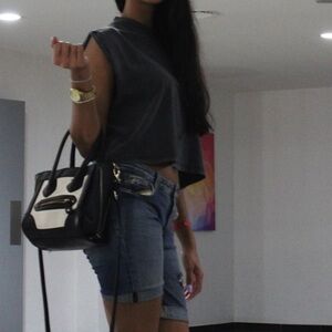 Cropped dark grey‎ slightly acid washed muscle tank